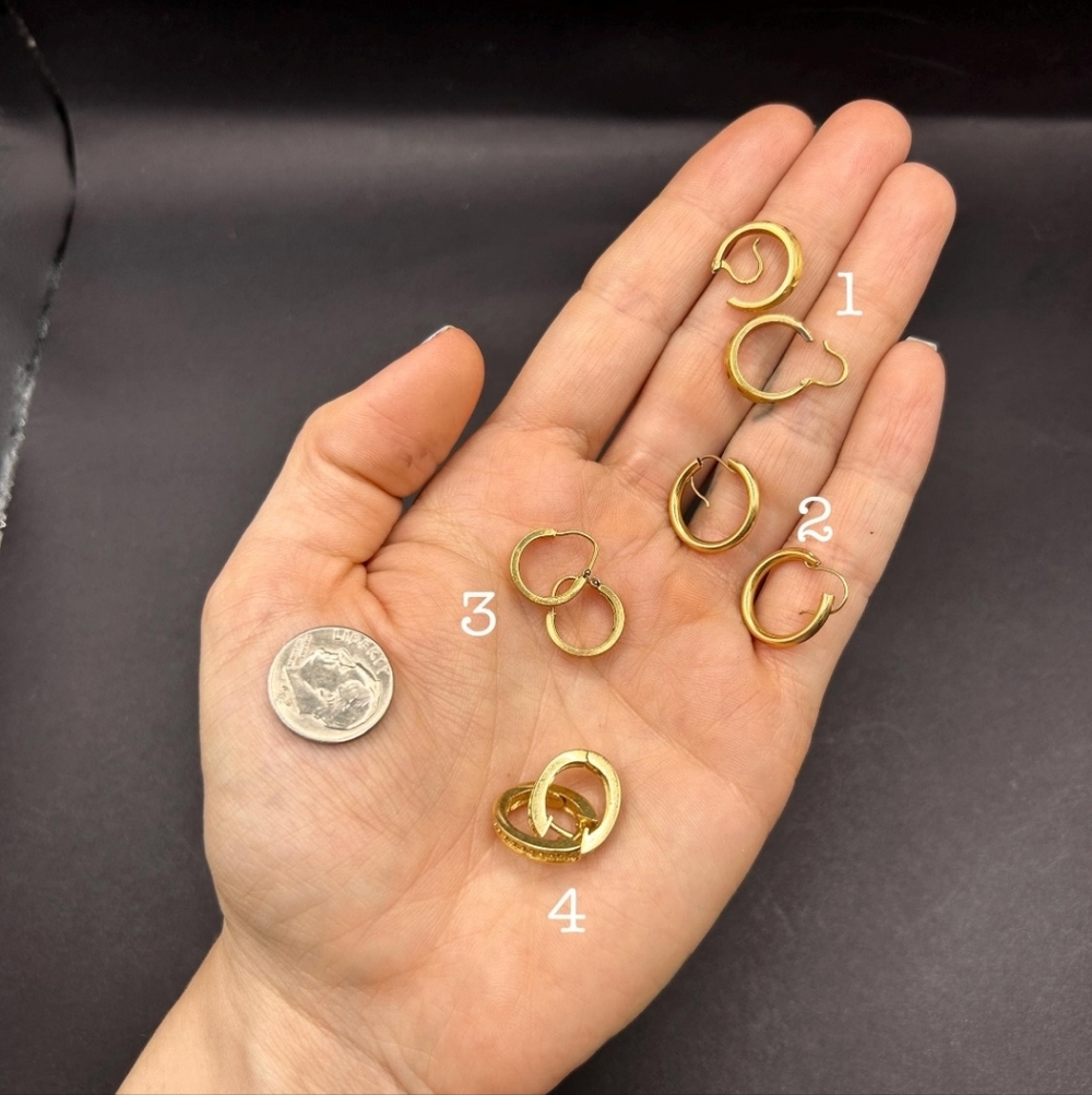 Vintage 14K Gold Toenail Hoop Earrings